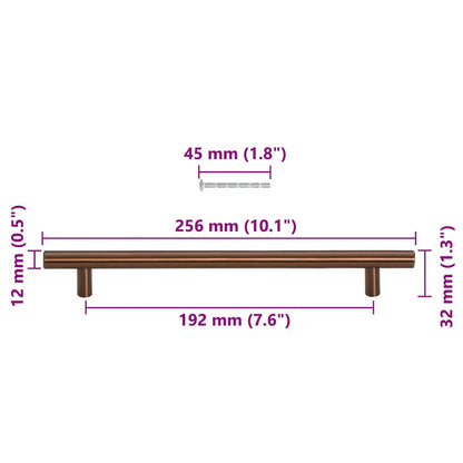 Puxadores para móveis 5 pcs 192 mm aço inoxidável bronze