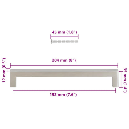 Puxadores para móveis 5 pcs 192 mm aço inoxidável prateado