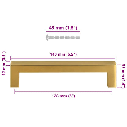 Puxadores para móveis 10 pcs 128 mm aço inoxidável dourado