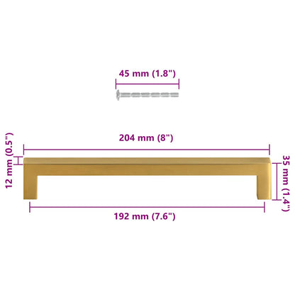 Puxadores para móveis 5 pcs 192 mm aço inoxidável dourado