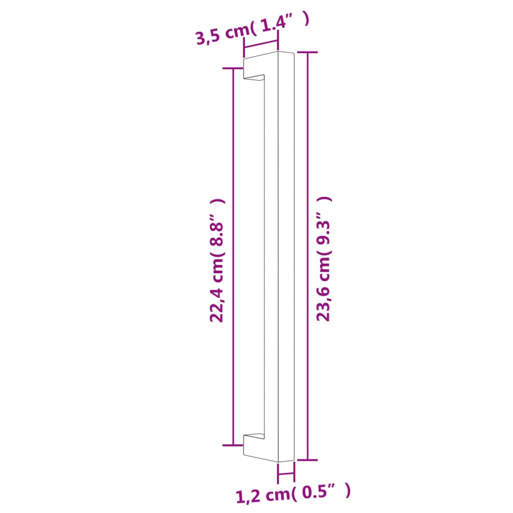 Puxadores para móveis 5 pcs 224 mm aço inoxidável dourado