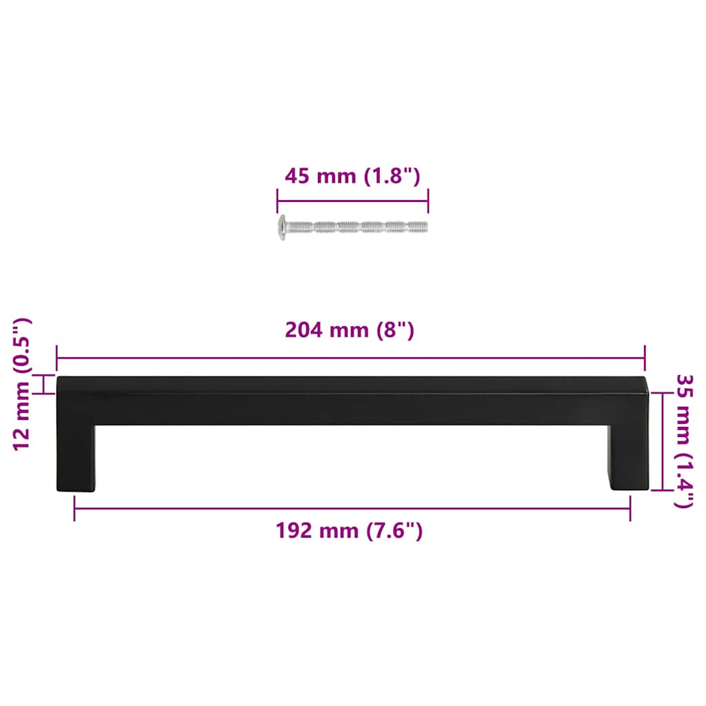 Puxadores para móveis 5 pcs 192 mm aço inoxidável preto