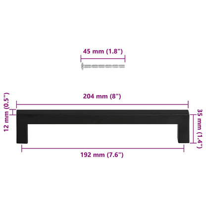 Puxadores para móveis 5 pcs 192 mm aço inoxidável preto