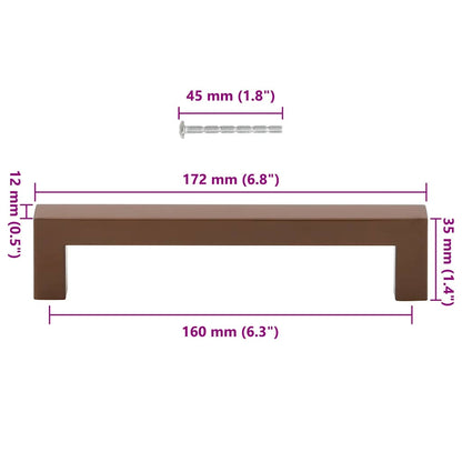 Puxadores para móveis 10 pcs 160 mm aço inoxidável bronze