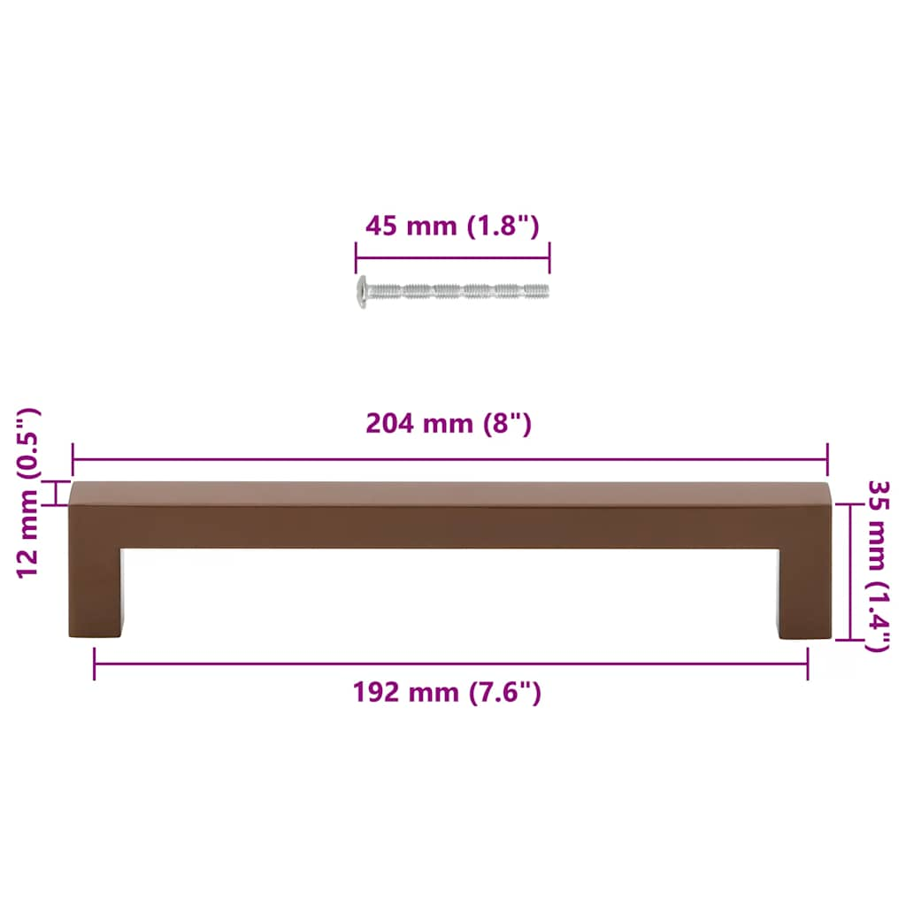 Puxadores para móveis 5 pcs 192 mm aço inoxidável bronze