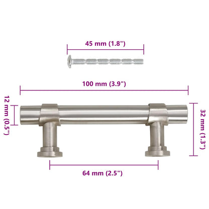 Puxadores para móveis 10 pcs 64 mm aço inoxidável prateado