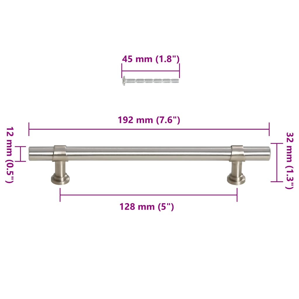 Puxadores para móveis 10 pcs 128 mm aço inoxidável prateado