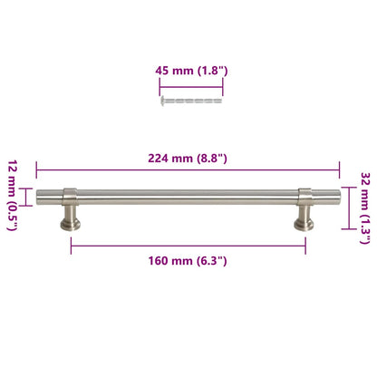 Puxadores para móveis 10 pcs 160 mm aço inoxidável prateado