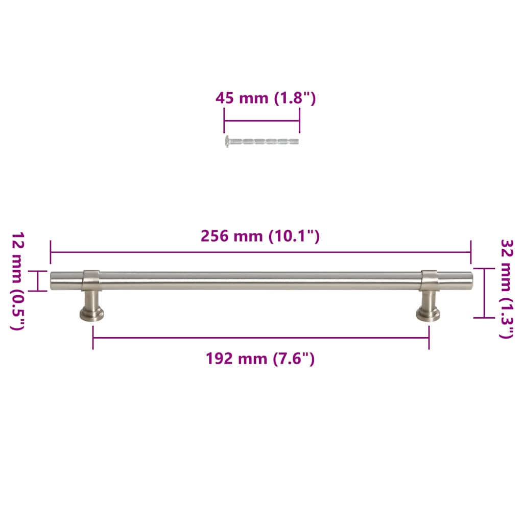 Puxadores para móveis 5 pcs 192 mm aço inoxidável prateado