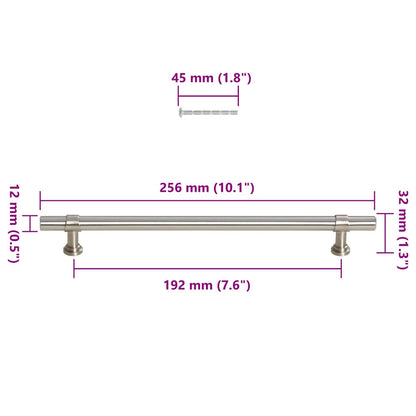 Puxadores para móveis 5 pcs 192 mm aço inoxidável prateado