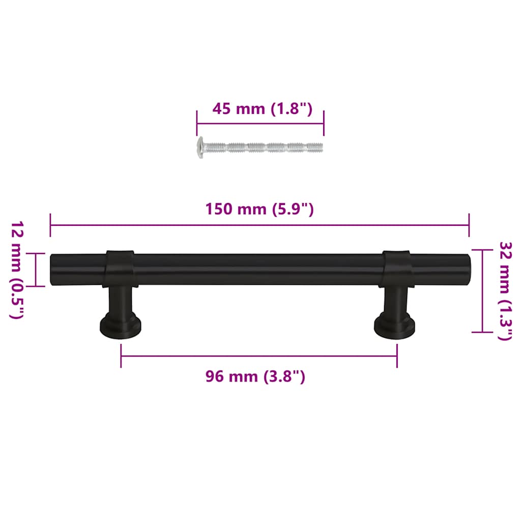 Puxadores para móveis 10 pcs 96 mm aço inoxidável preto