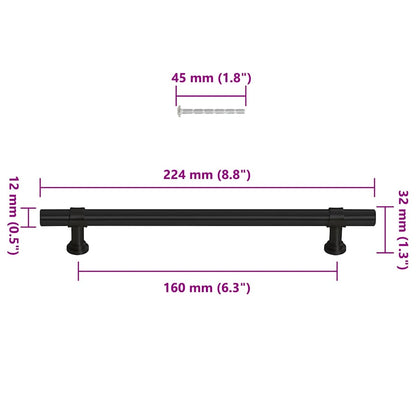 Puxadores para móveis 10 pcs 160 mm aço inoxidável preto