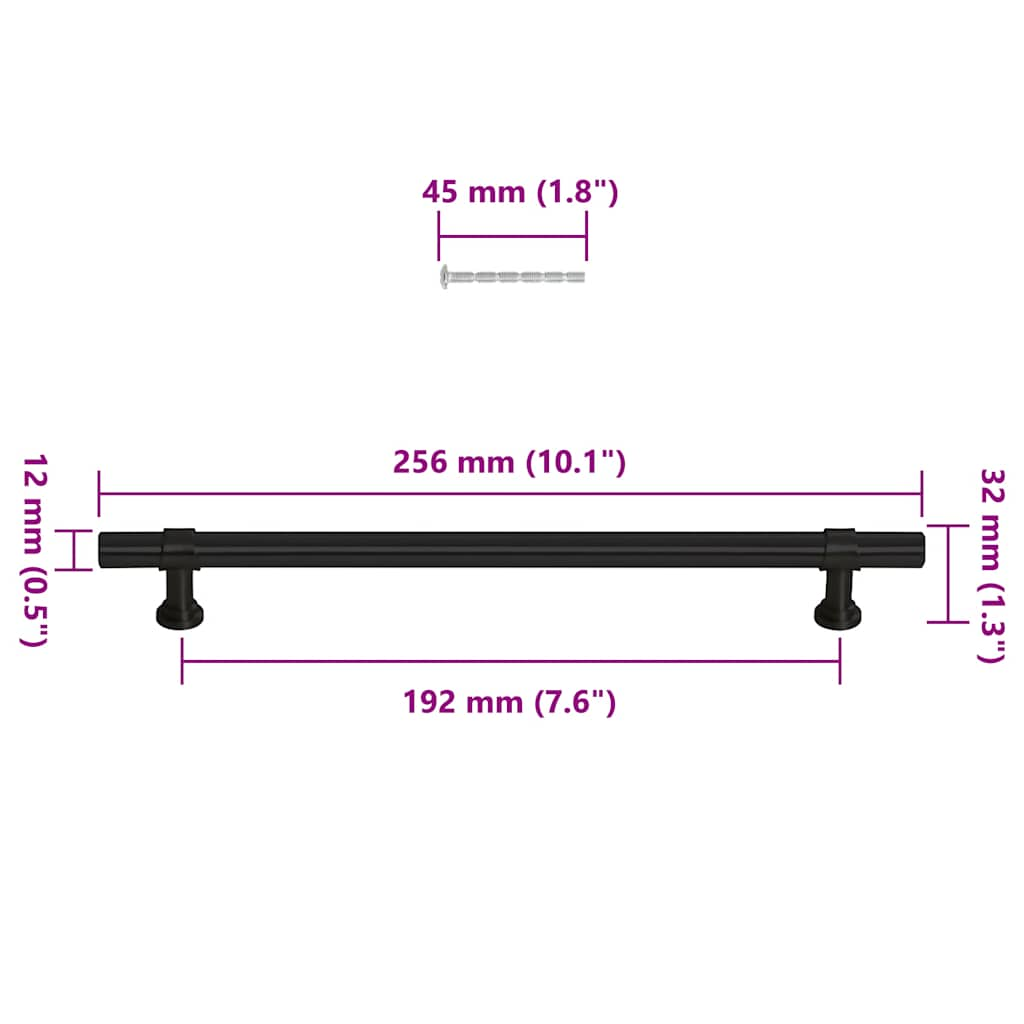 Puxadores para móveis 5 pcs 192 mm aço inoxidável preto