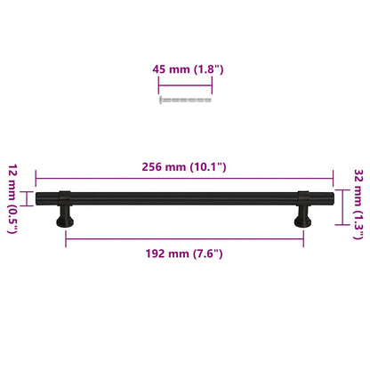 Puxadores para móveis 5 pcs 192 mm aço inoxidável preto