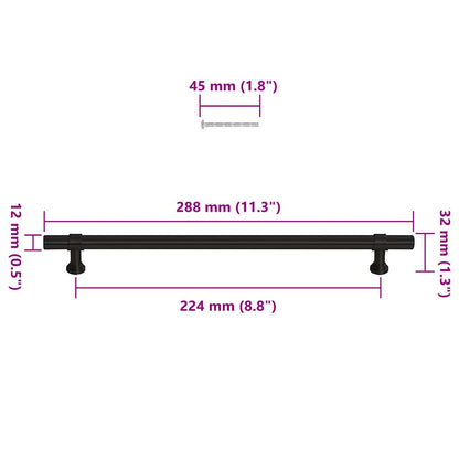 Puxadores para móveis 5 pcs 224 mm aço inoxidável preto