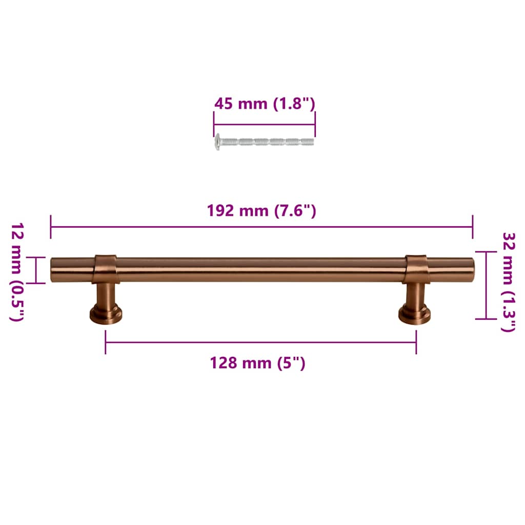 Puxadores para móveis 10 pcs 128 mm aço inoxidável bronze