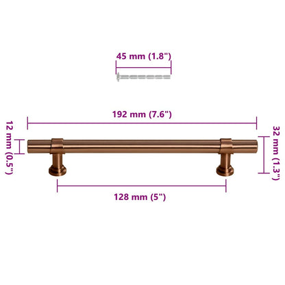 Puxadores para móveis 10 pcs 128 mm aço inoxidável bronze