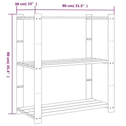 Unidade arrumação 3 prateleiras 80x38x90 cm pinho maciço cinza