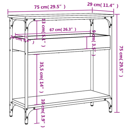 Mesa consola c/ prateleira 75x29x75 cm derivados madeira preto