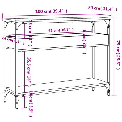 Mesa consola c/ prateleira 100x29x75 cm derivados madeira preto