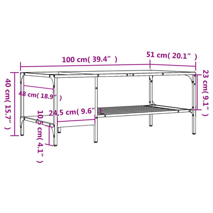 Mesa centro c/ prateleira 100x51x40 cm derivados madeira preto