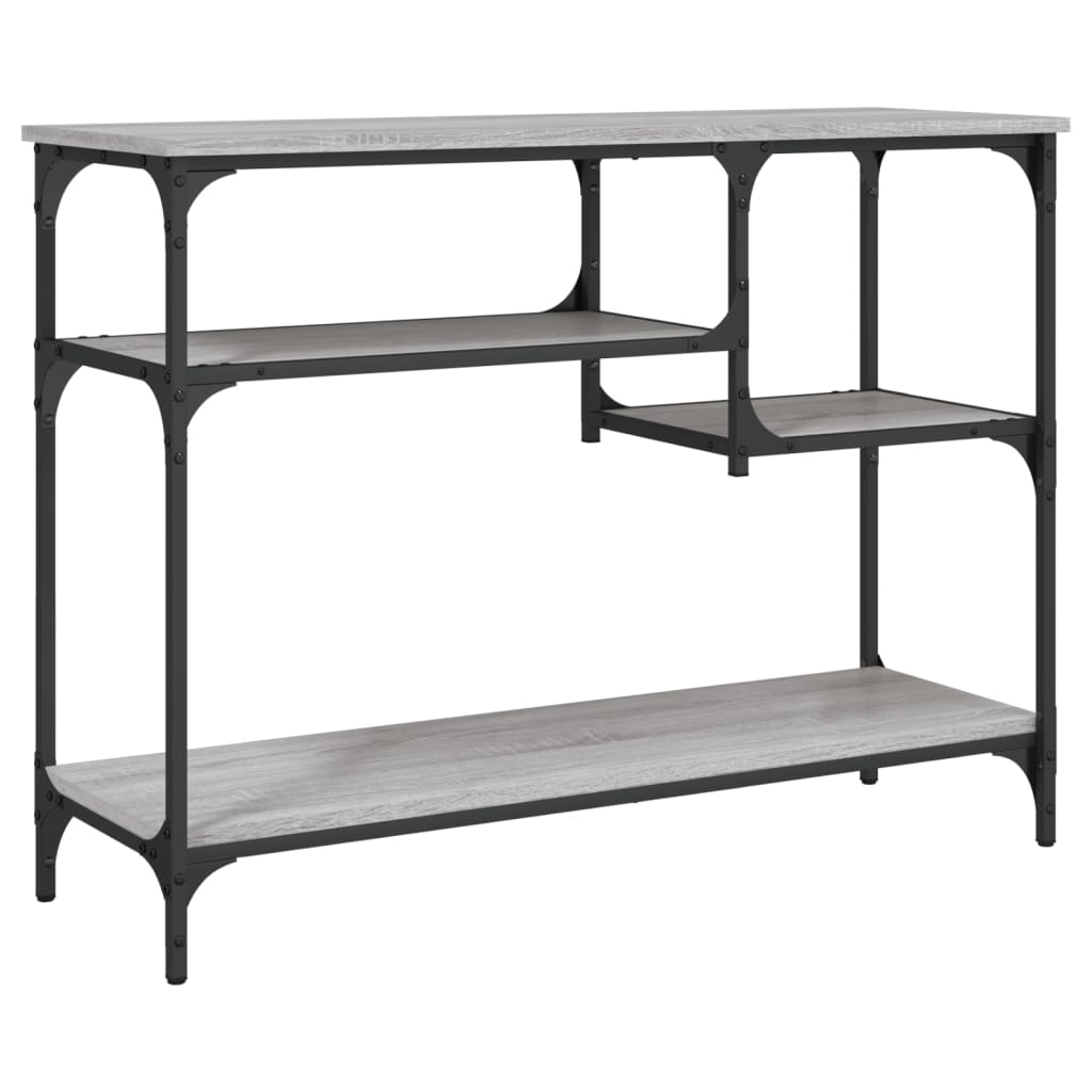 Mesa consola c/ prateleiras 100x35x75 cm cinzento sonoma