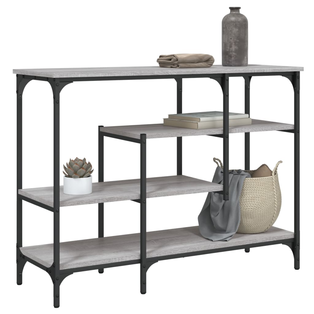 Mesa consola c/ prateleiras 100x35x75 cm cinzento sonoma