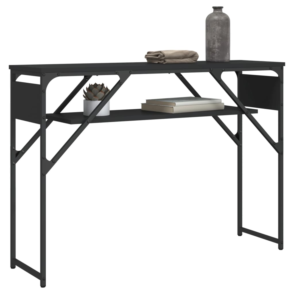 Mesa consola c/ prateleira 105x30x75 cm derivados madeira preto