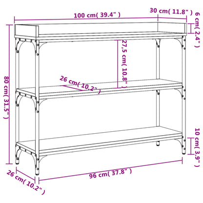 Mesa consola c/ prateleiras 100x30x80 cm carvalho sonoma