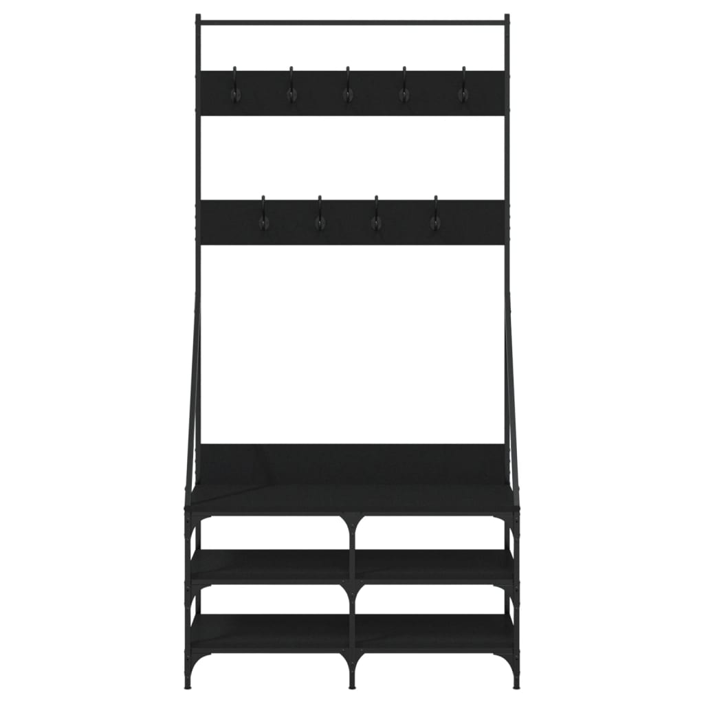 Bengaleiro Sollo c/ Arrumação de Calçado - 90x34x184 cm - Cor Preto - Design Moderno