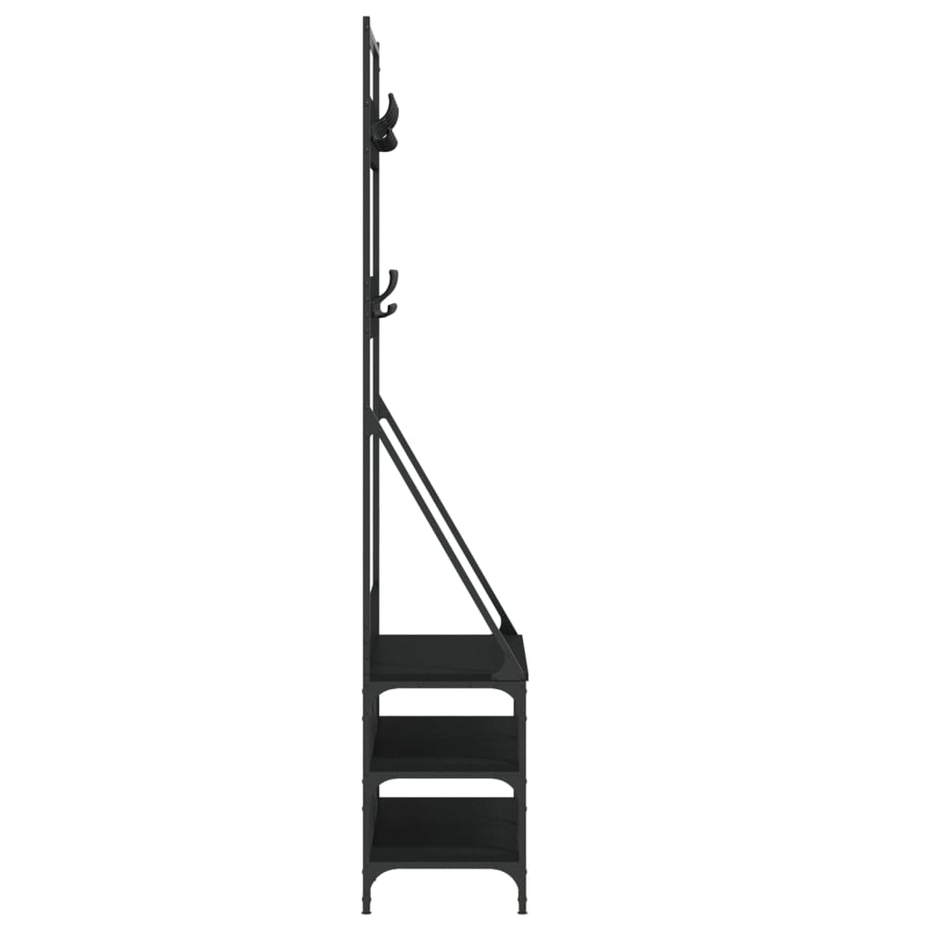 Bengaleiro Sollo c/ Arrumação de Calçado - 90x34x184 cm - Cor Preto - Design Moderno