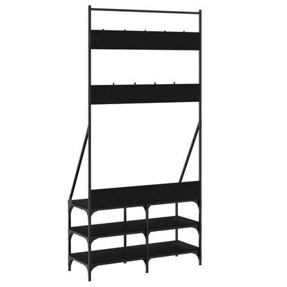 Bengaleiro Sollo c/ Arrumação de Calçado - 90x34x184 cm - Cor Preto - Design Moderno