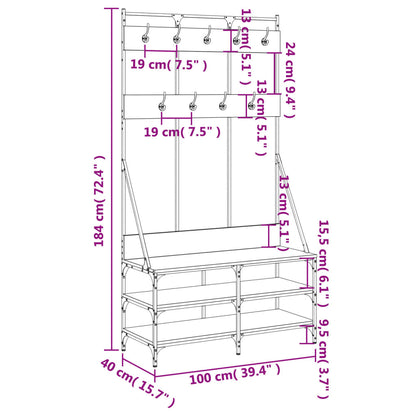 Conjunto de Entrada Miya - Cabide, Banco e Sapateira - Cinzento - Design Moderno