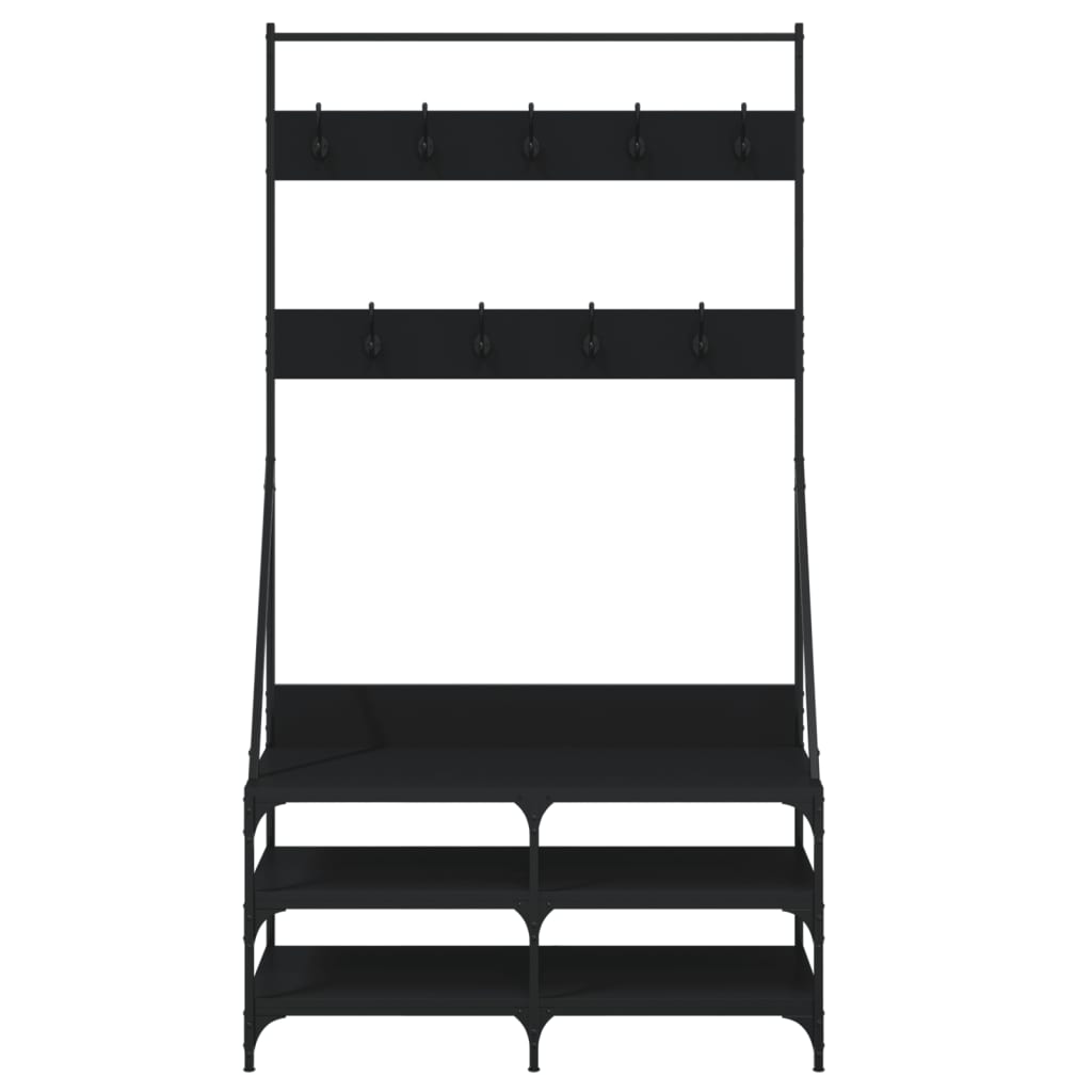 Bengaleiro Frederica c/ Arrumação de Calçado - 100x40x184 cm - Cor preto - Design Moderno