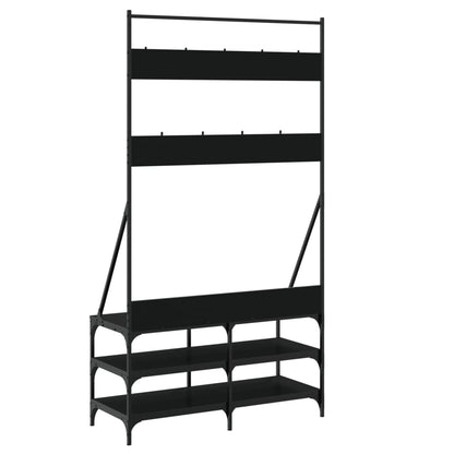 Bengaleiro Frederica c/ Arrumação de Calçado - 100x40x184 cm - Cor preto - Design Moderno