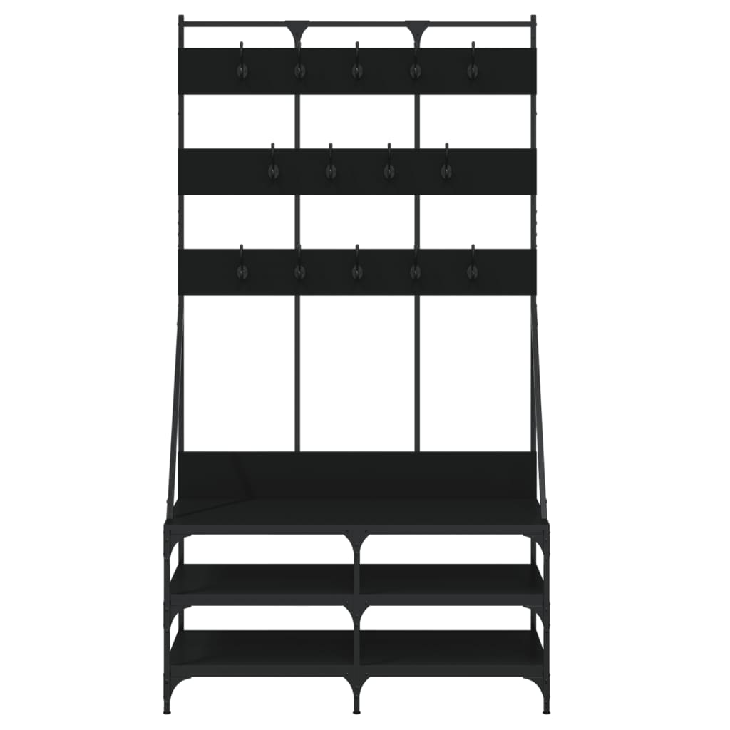 Bengaleiro Allegra c/ Arrumação de Calçado -  100x40x184cm - Cor Preto - Design Moderno