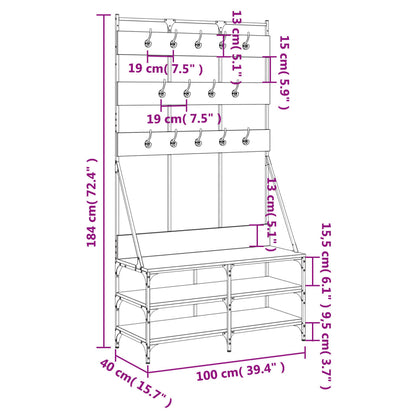 Bengaleiro Allegra c/ Arrumação de Calçado - 100x40x184cm - Cinzento Sonoma- Design Moderno