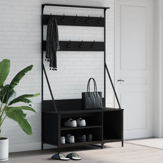 Bengaleiro Pietra c/ Arrumação de Calçado -  100x41x184 cm - Cor Preto - Design Moderno