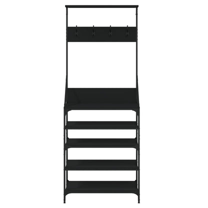 Bengaleiro Donna c/ Arrumação de Calçado - 70x34x184 cm - Cor Preto - Design Moderno