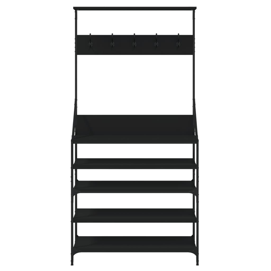 Bengaleiro Donna c/ Arrumação de Calçado - 90x34x184 cm - Cor Preto - Design Moderno