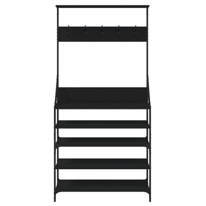 Bengaleiro Donna c/ Arrumação de Calçado - 90x34x184 cm - Cor Preto - Design Moderno