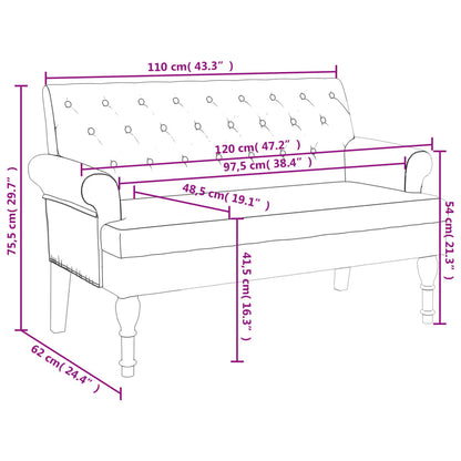 Banco Fiorella com Encosto - 120x62x75,5 cm - Tecido Preto - Design Vintage