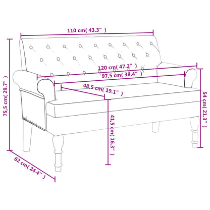 Banco com encosto 120x62x75,5 cm tecido castanho-escuro