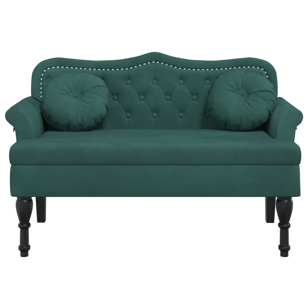 Banco Agatha com Encosto e Almofadões 120,5x65x75 cm veludo verde-escuro