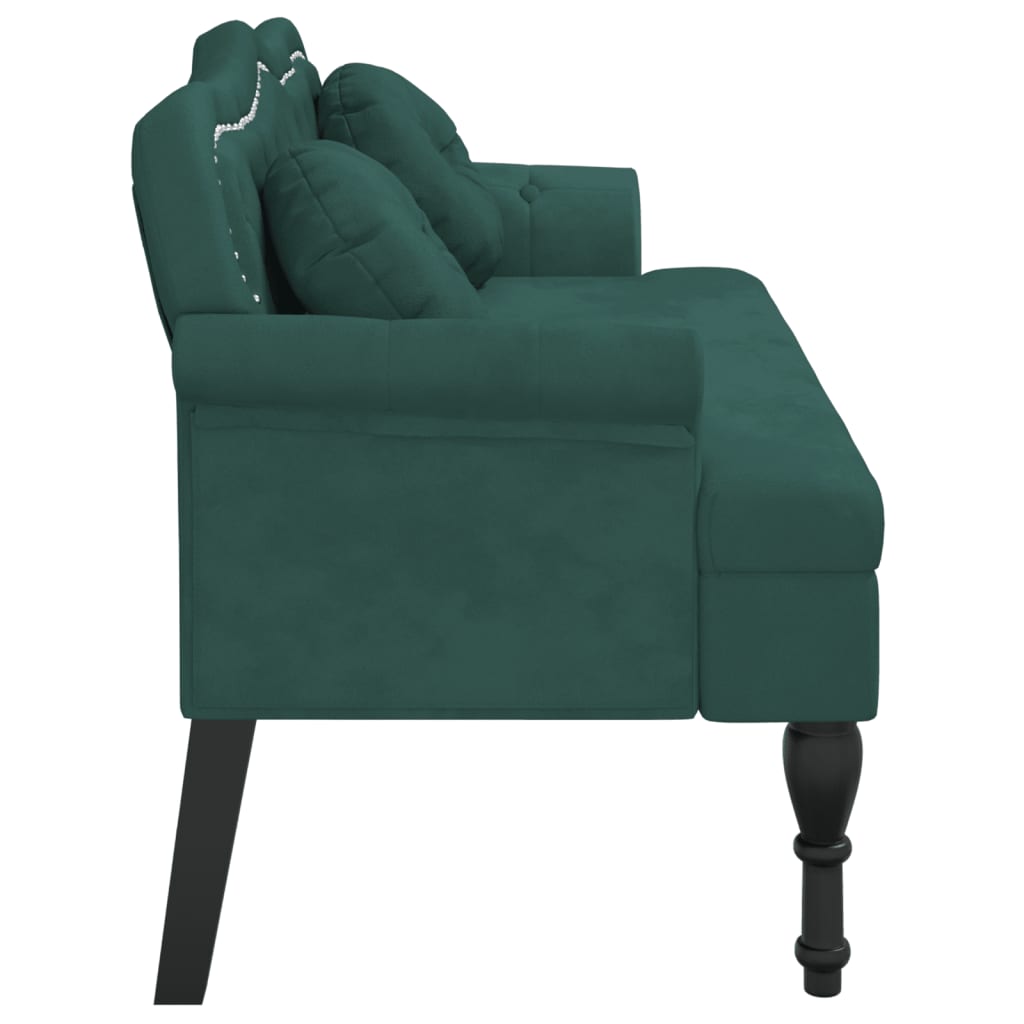 Banco Agatha com Encosto e Almofadões 120,5x65x75 cm veludo verde-escuro