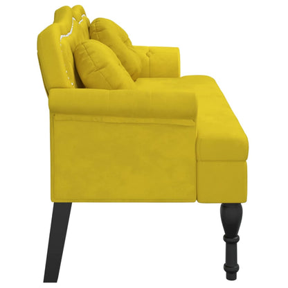 Banco com almofadões 120,5x65x75 cm veludo amarelo