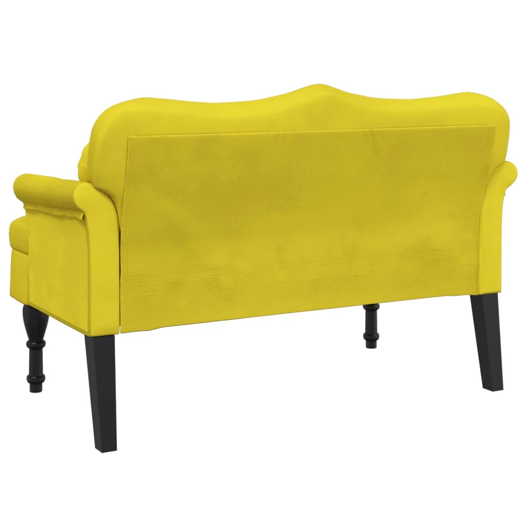 Banco com almofadões 120,5x65x75 cm veludo amarelo