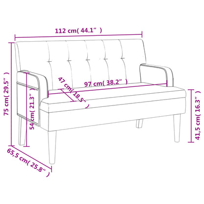 Banco com encosto 112x65,5x75 cm couro artificial cinzento