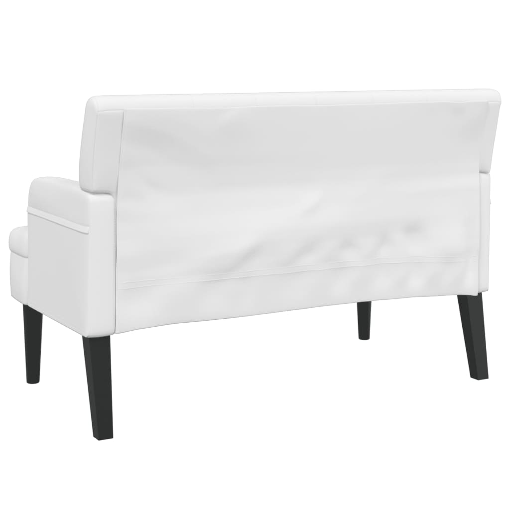 Banco com encosto 112x65,5x75 cm couro artificial branco