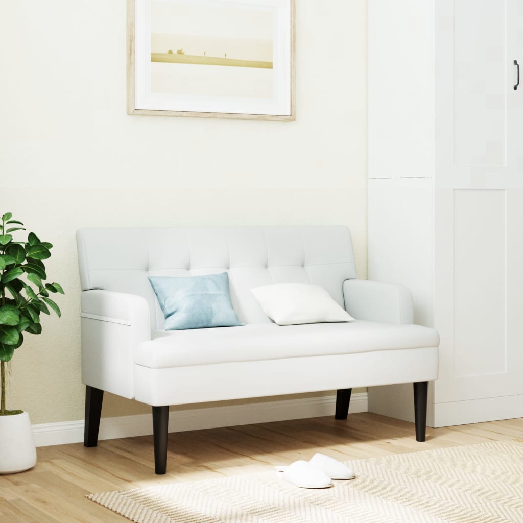 Banco com encosto 112x65,5x75 cm couro artificial branco